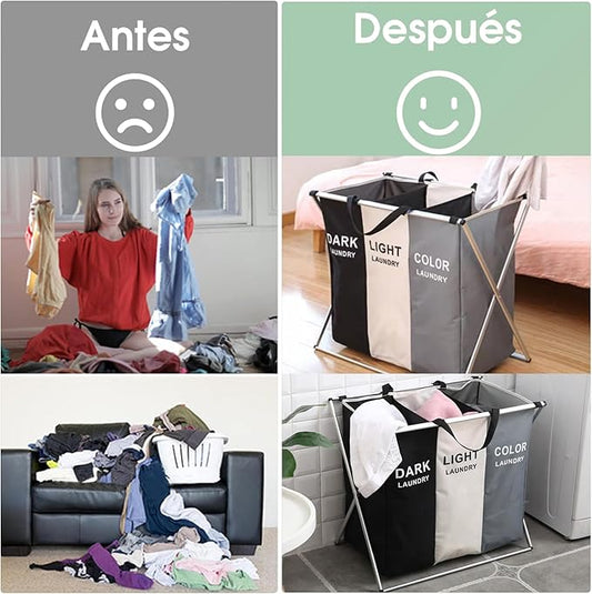 CESTA PRO HAMPER / CESTA DE ROPA SUCIA 3 DIVICIONES